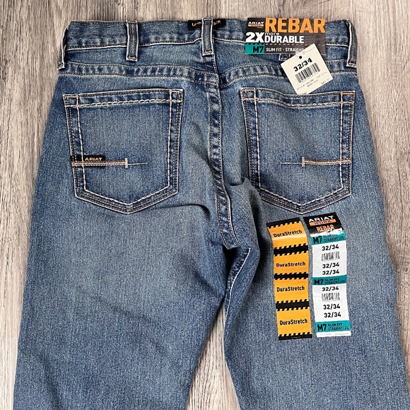 NWT Ariat Jeans Mens 32x34 M7 Slim Straight Rebar Work Western Durastretch - Picture 7 of 9